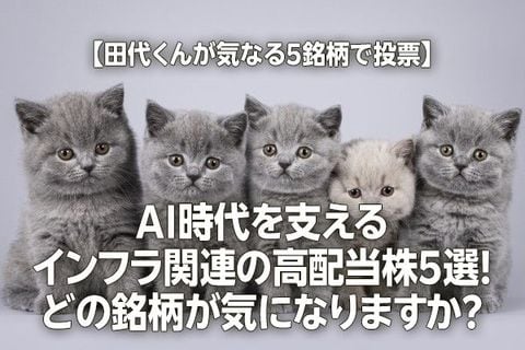 【田代くんが気になる5銘柄で投票】AI時代を支えるインフラ関連の高配当株5選！どの銘柄が気になりますか？