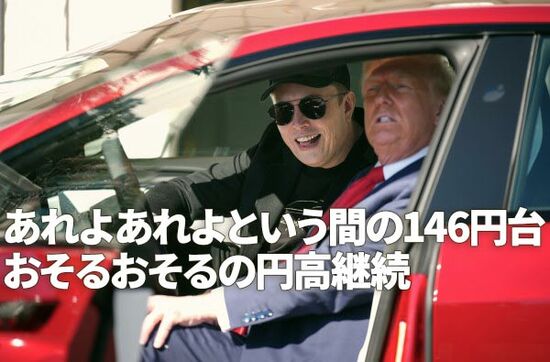 あれよあれよという間の146円台。おそるおそるの円高継続