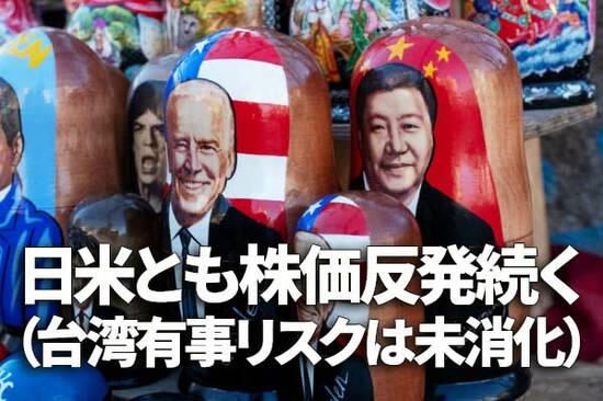 日米とも株価反発続く、米インフレショックからの反動。台湾有事リスクは未消化