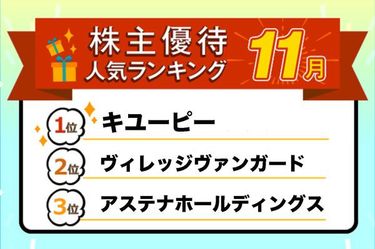 株主優待人気ランキング2022年11月：自社食品、高額買物券、カタログ