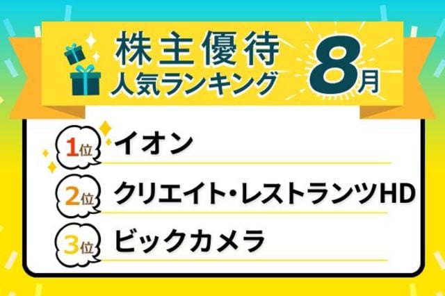 8月の株主優待ランキングTOP10】イオンやビックカメラ“例年の人気銘柄