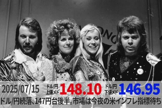 ドル/円続落、147円台後半。市場は今夜の米インフレ指標待ち