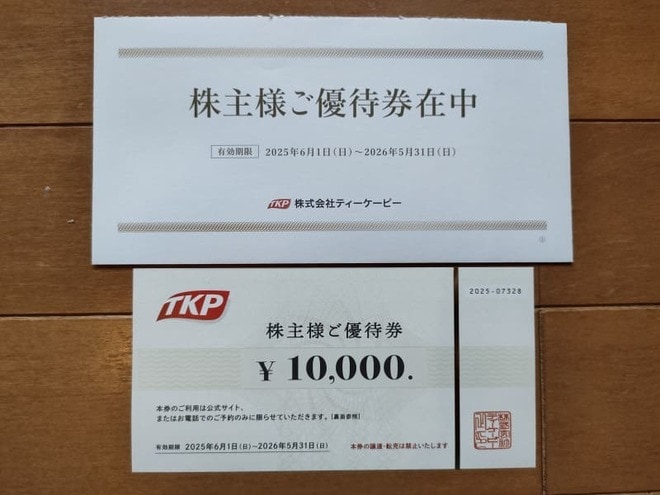 ティーケーピー（3479）優待　宿泊券画像
