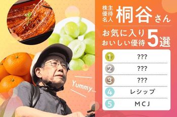 桐谷さんお気に入り「おいしい優待」5選！MCJ・ウナギのかば焼き、東邦銀行・ぶどう…