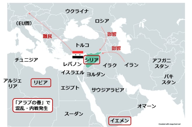 シリア・アラブ共和国（Syrian Arab Republic）周辺地図