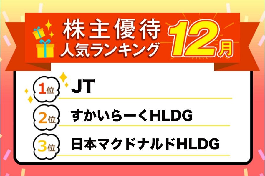 株主優待人気ランキング2022年12月：すかいらーくやマクドナルドなど