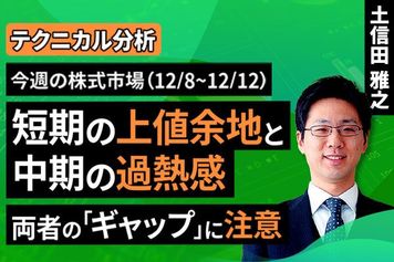 ［動画で解説］【テクニカル分析】今週の株式市場 短期の上値余地と中期の過熱感。両者の「ギャップ」に注意＜チャートで振り返る先週の株式市場と今週の見通し＞
