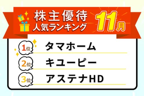 タマホームのQUOカード、キユーピーの商品など：2025年11月株主優待ランキング