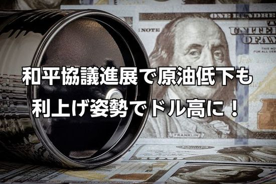 和平協議進展で原油低下も、FRBタカ派傾斜でドル高に！