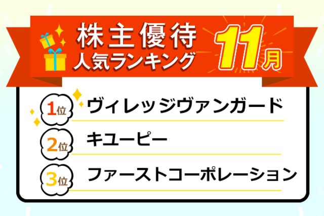 みんなが持っているのは？株主優待人気ランキング：2019年11月権利確定